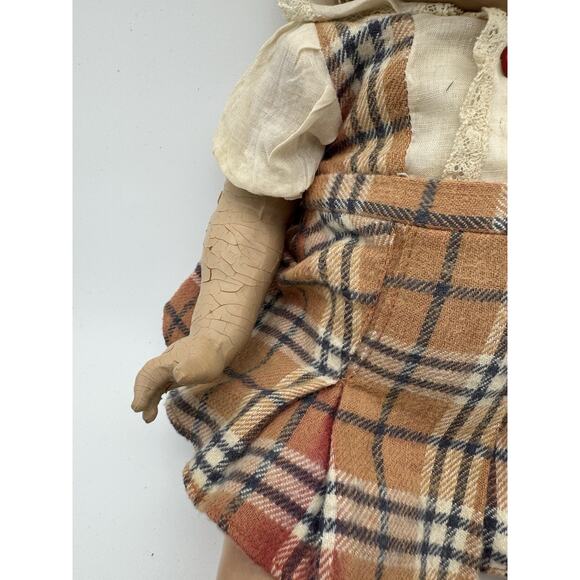 Halloween Creepy VTG Sleepy Flirty Eyes Composition Girl Doll 18 Inch Blonde - Picture 8 of 13